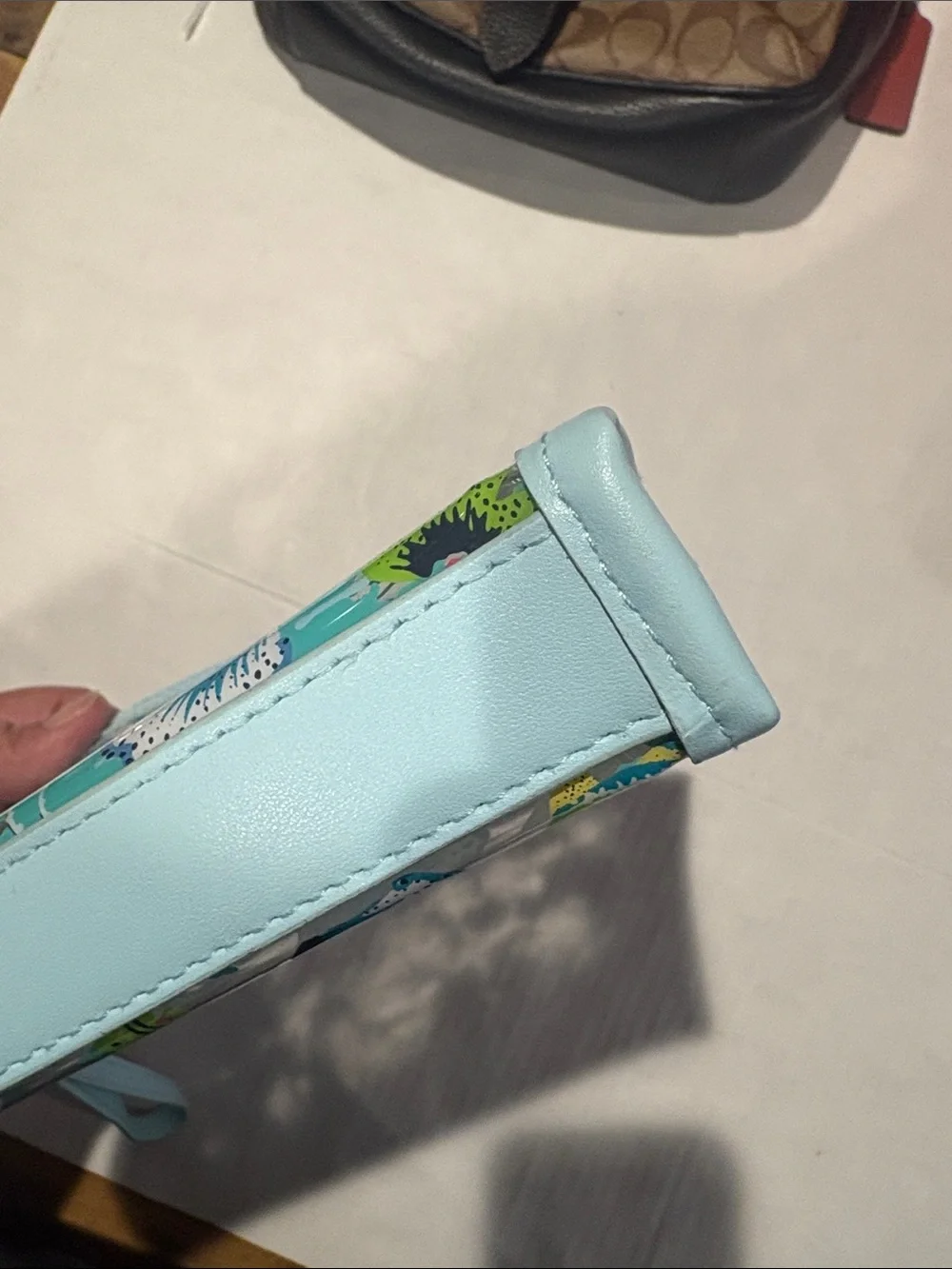 Vera Bradley Clear Fish Print Wristlet in Light Blue Trim